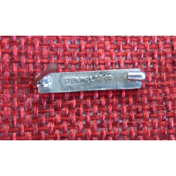 Enamel 'Rose' Art Nouveau Small Tiny Bar Pin Marked Sterling Silver LSP Co .75" - Picture 4 of 8